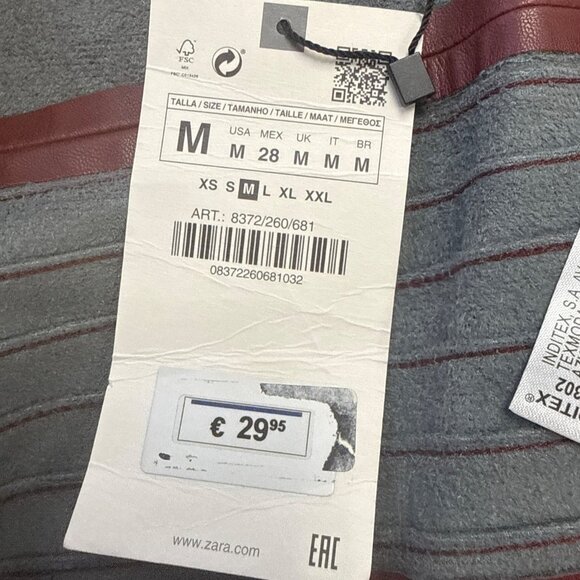 Zara Women’s Burgundy High-Waist Slim Fit Pants With Zipper Detail Size M - New - Picture 8 of 9